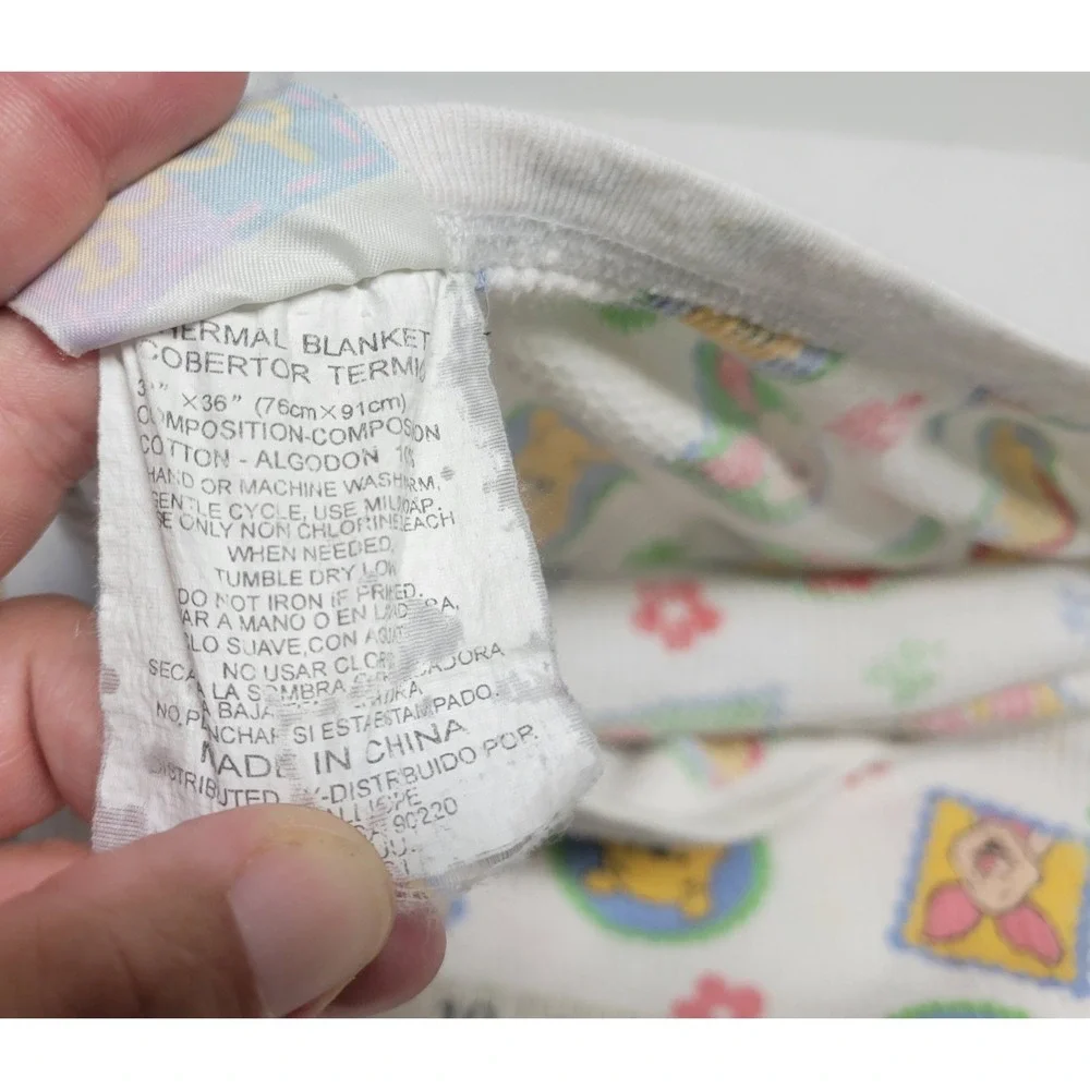 Vintage Disney Winnie the Pooh Piglet‎ Thermal Baby Blanket Cotton Waffle Knit